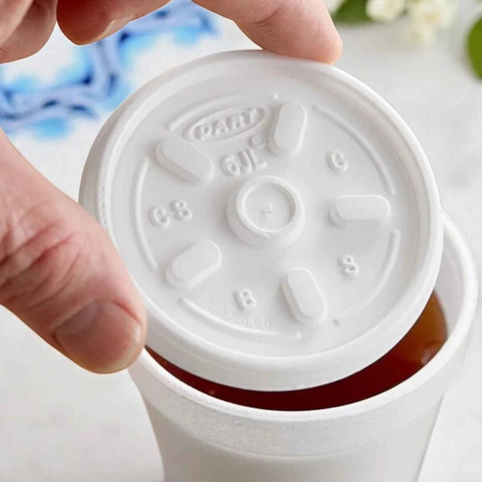 1000 Plastic Lids, for 6oz Hot/Cold Foam Cups, Vented