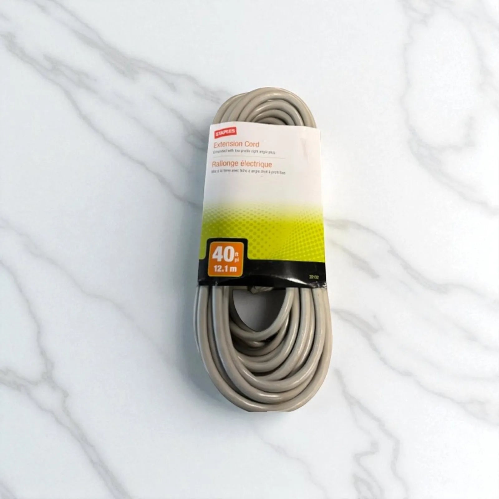 40ft indoor extension cord with flat wall plug for office use