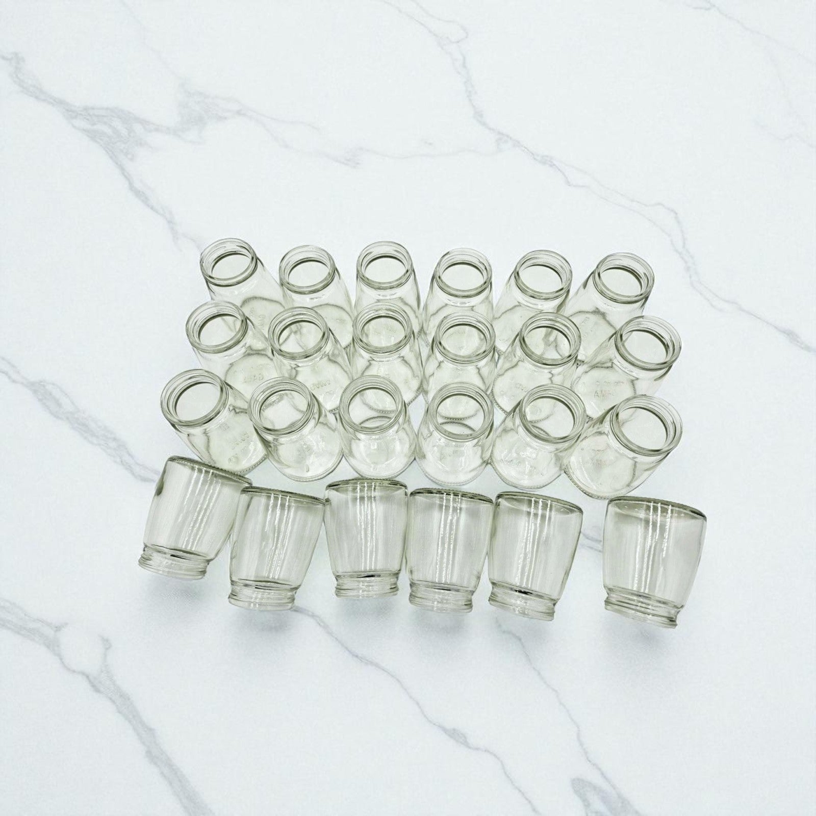 Case of 24 glass pudding jars with lids for food and craft storage