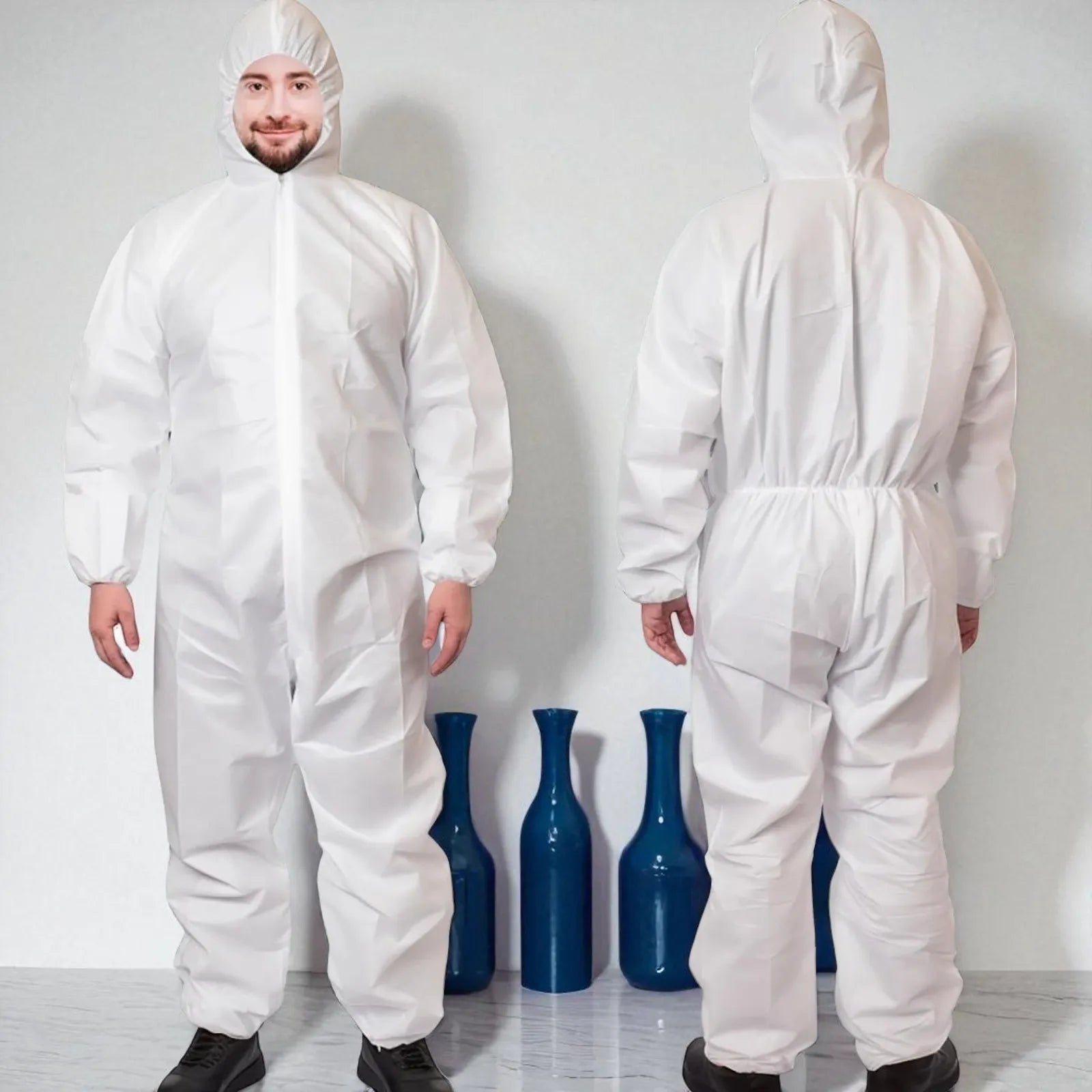Disposable white coveralls, case of 25, sizes 2XL and 4XL – new