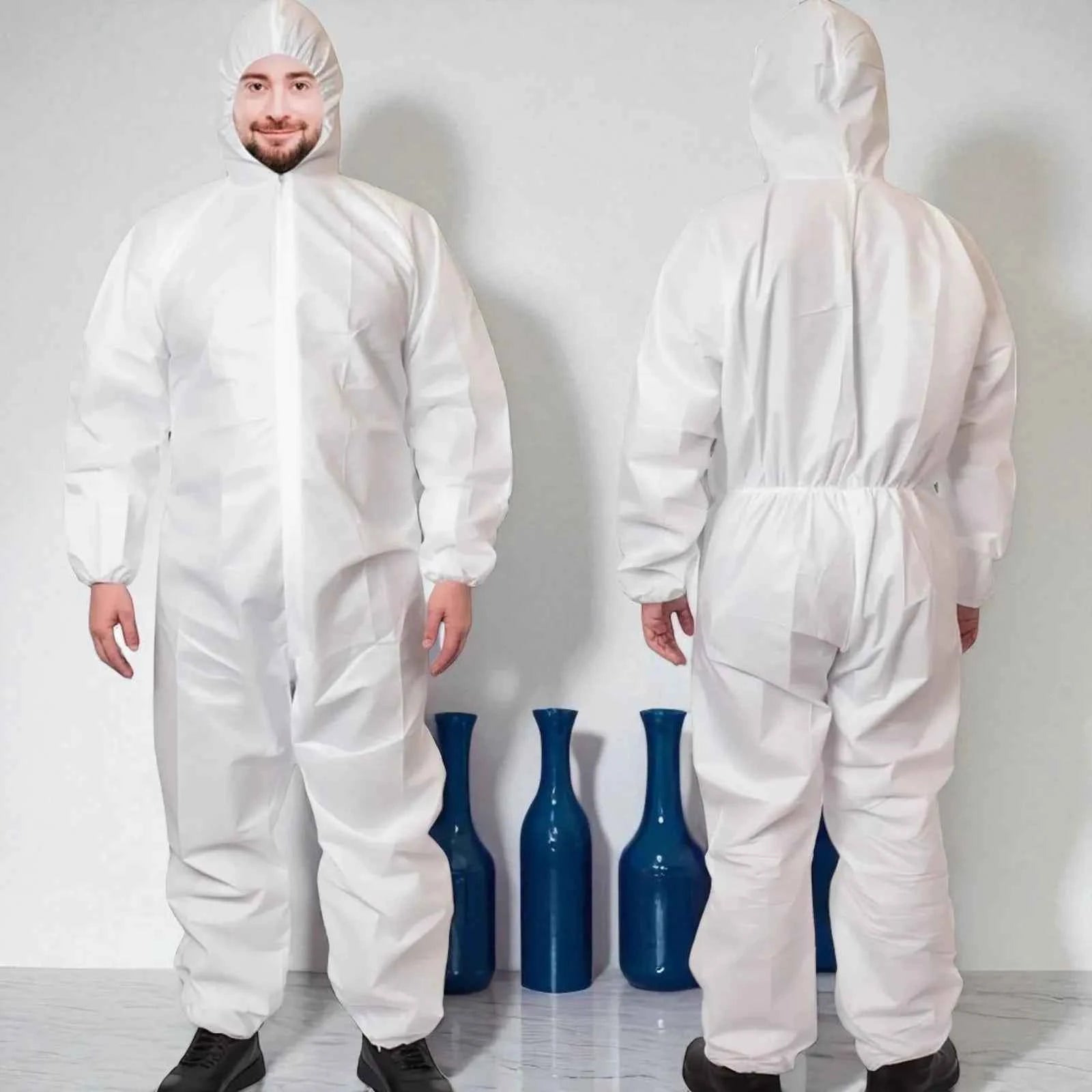 Case of 25 Disposable Coverall White Suit - New