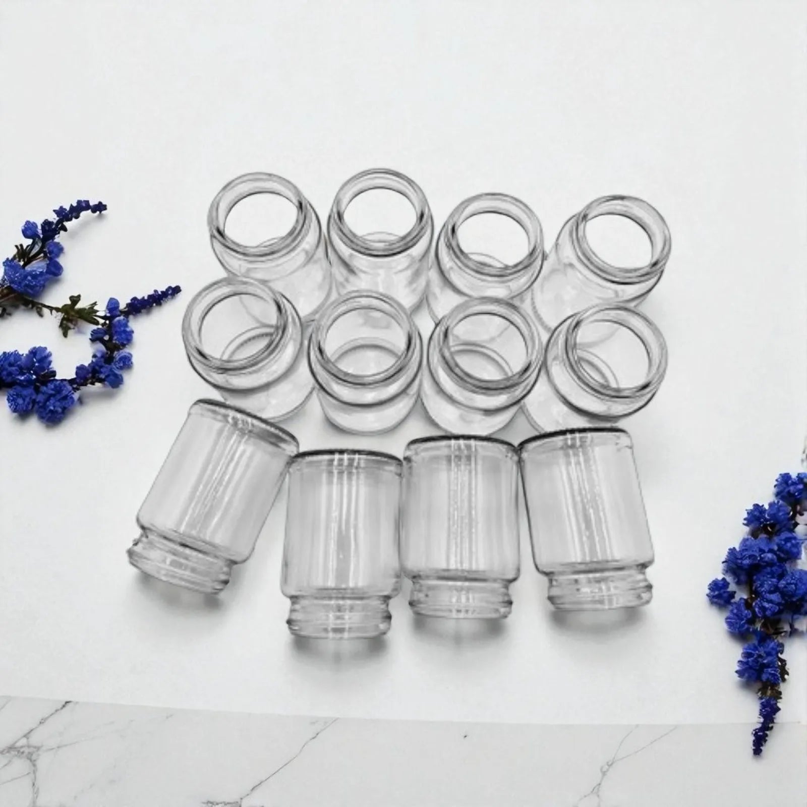 Set of 12 clear glass cylinder jars 120ml without caps