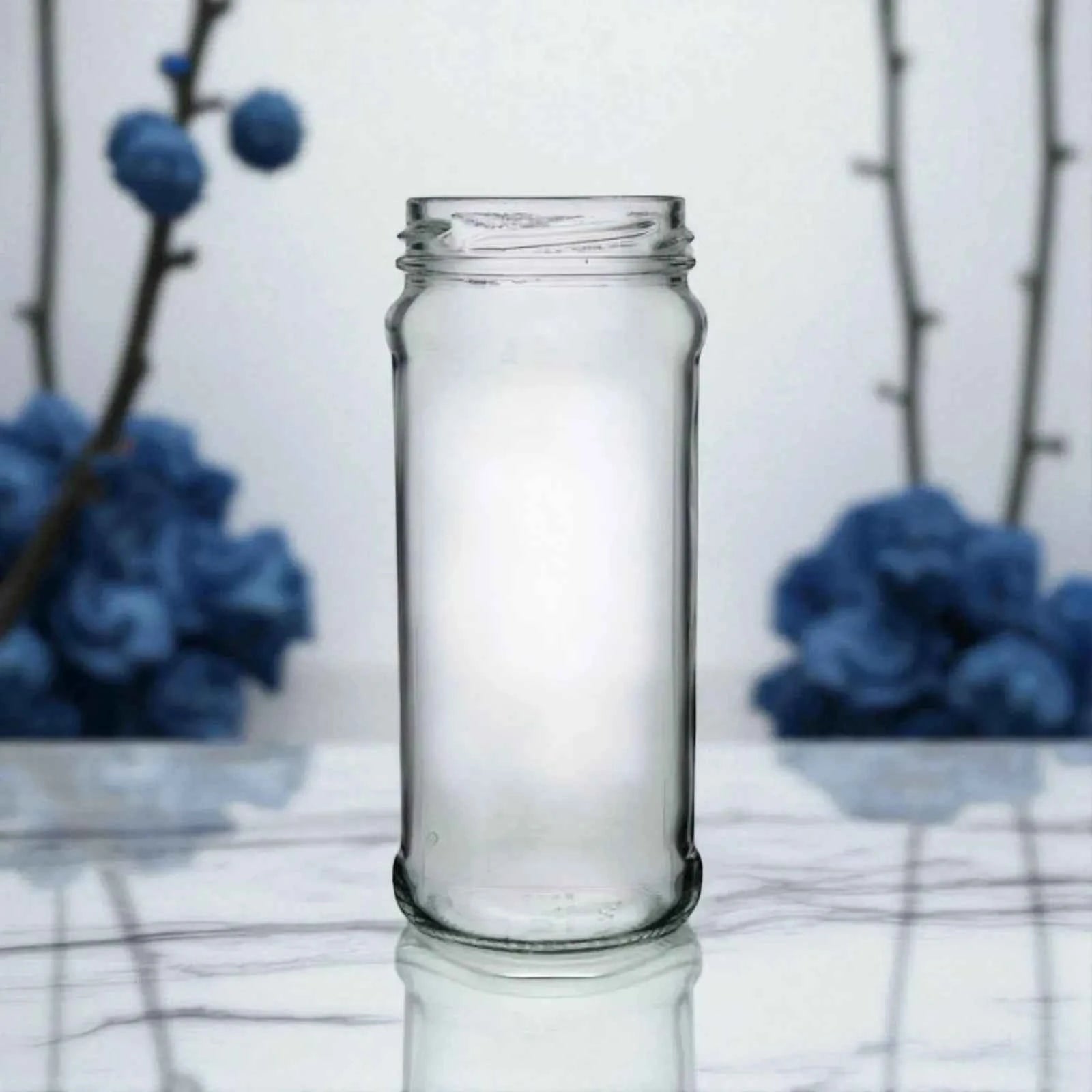 Case of 12 cylinder glass jars-190ml