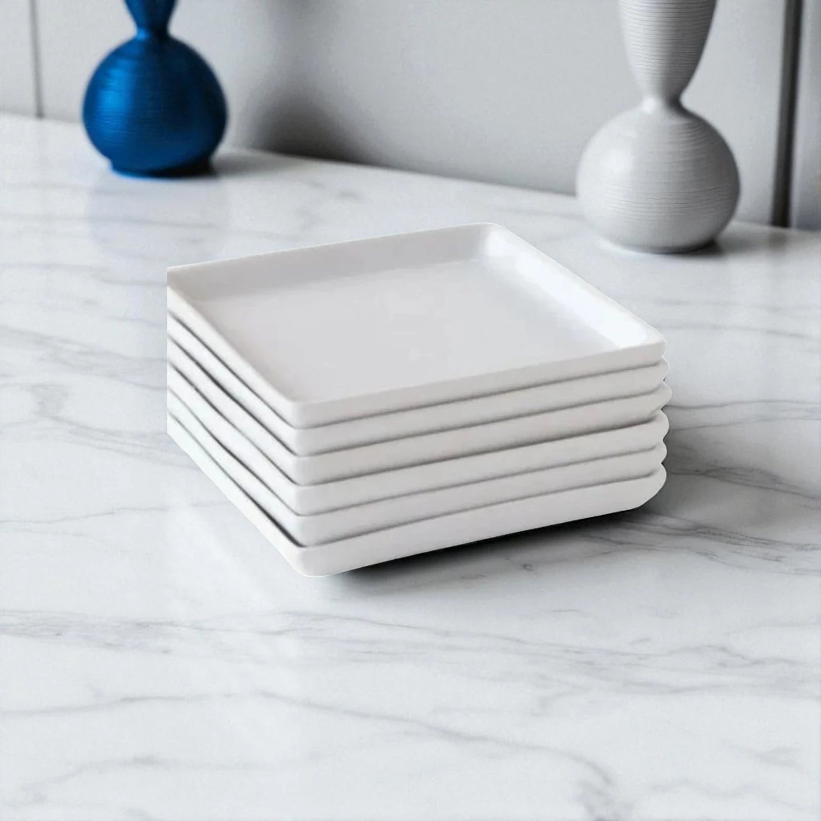 Set of 6 white mini appetizer plates 12x12 cm by Epicure
