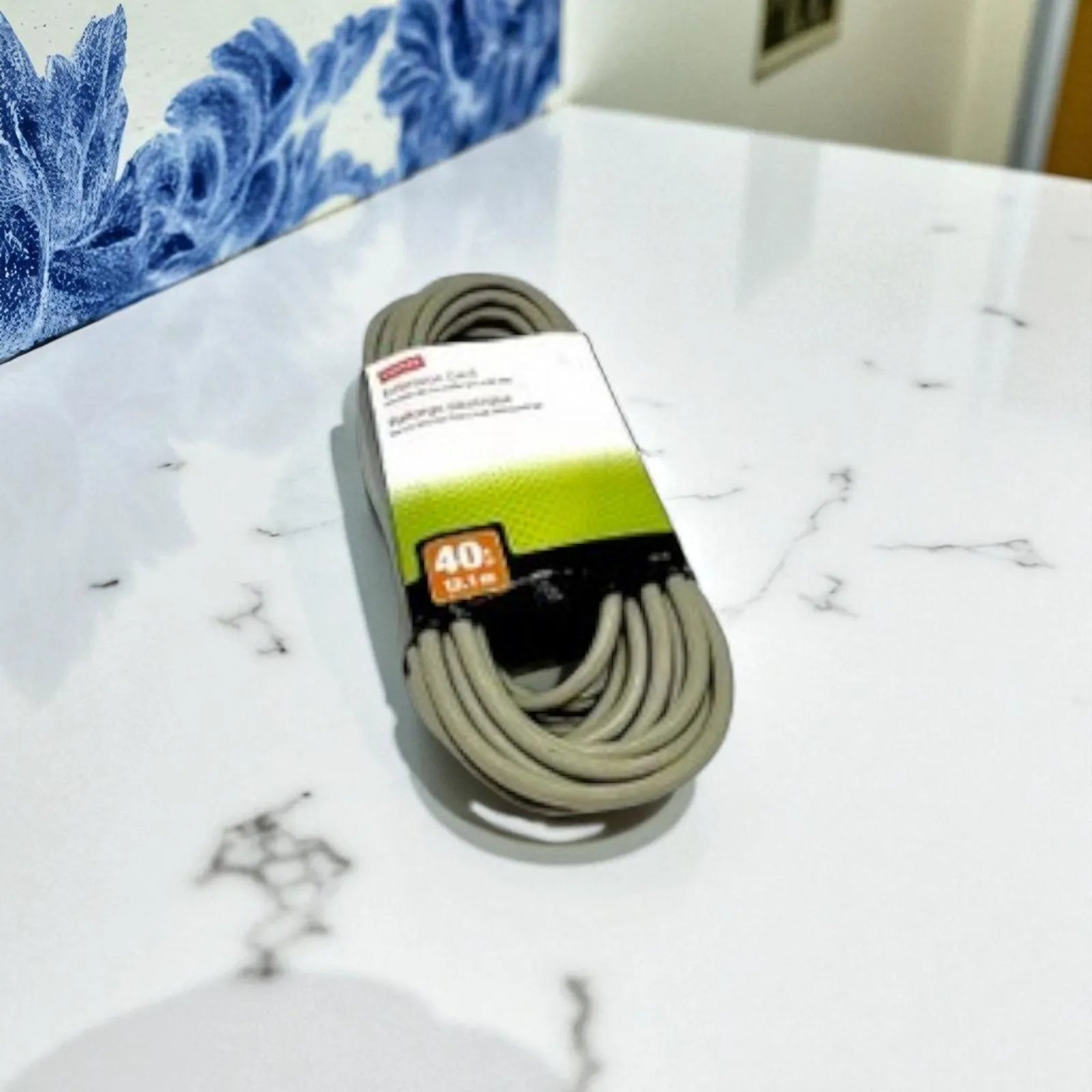 40ft indoor extension cord with flat wall plug for office use