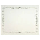 Pack of 12 white linen certificates with silver foil border desig