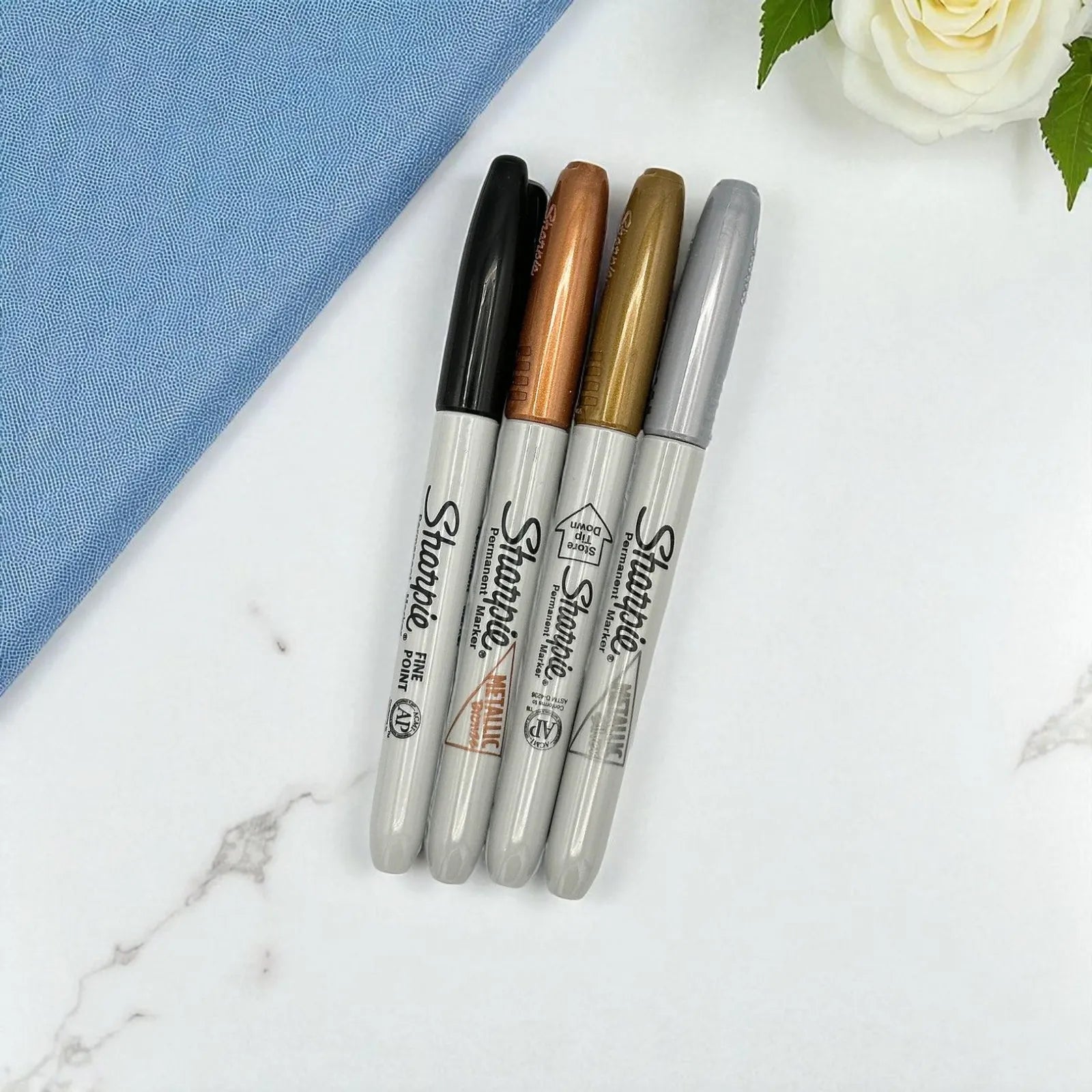 Sharpie Metallic Permanent Markers in bronze and gold, pack of 12